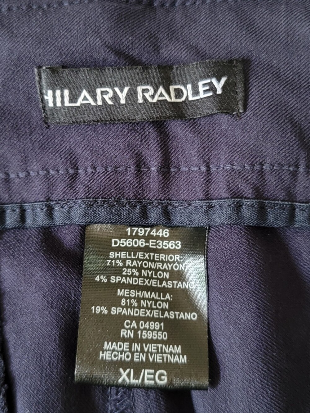 Hilary Radley Women's Navy Dress Pants XL - Picture 3 of 3